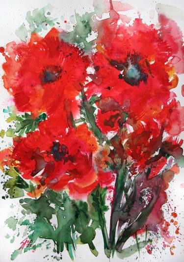 Original Abstract Expressionism Floral Paintings by Svetlana Samovarova