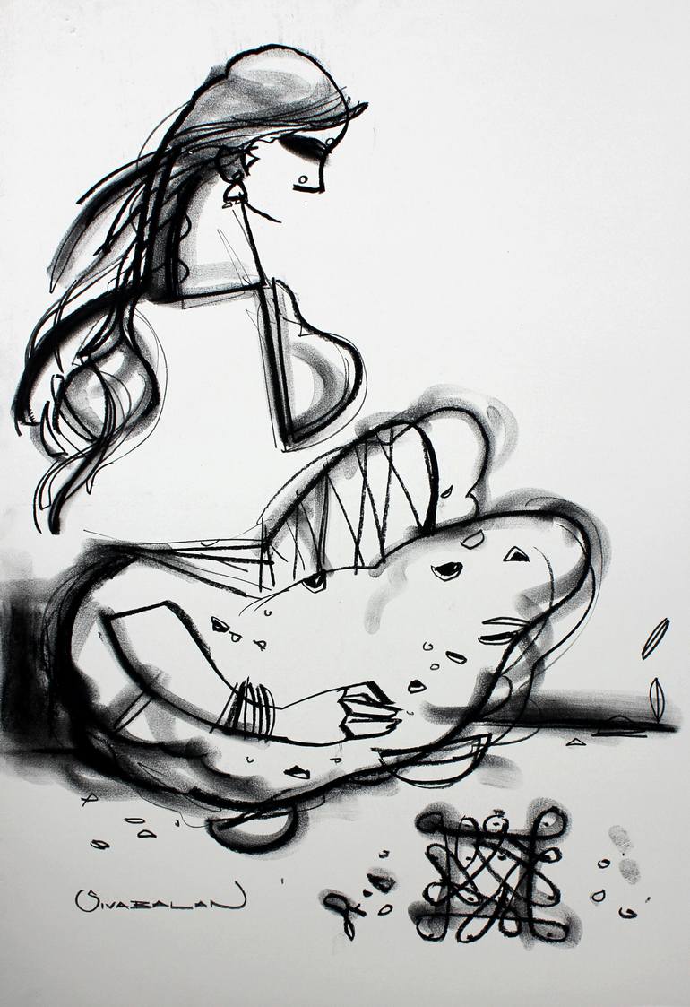 Original Abstract Love Drawing by Siva Balan