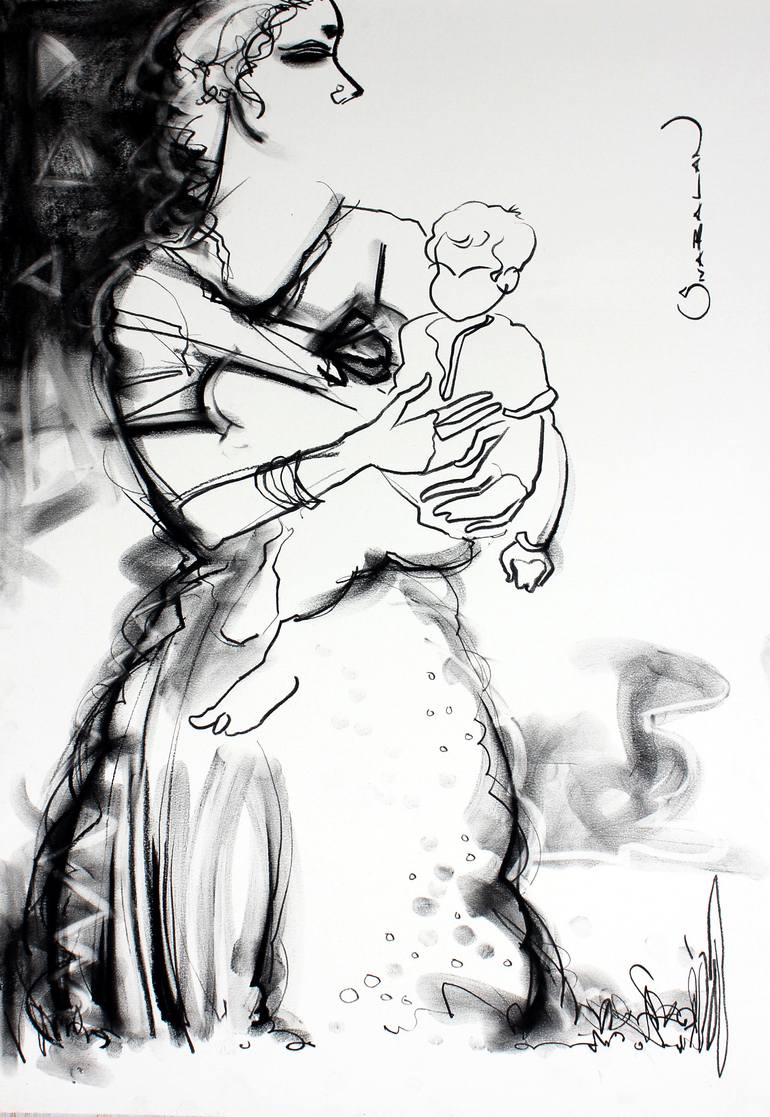 Original Abstract Love Drawing by Siva Balan