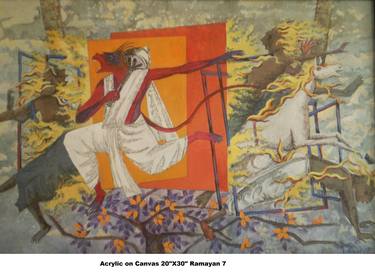 Saatchi Art Artist Debajyoti Sarkar; Paintings, “Ramayan; 'Lanka Dahan'” #art