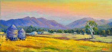 Oil on canvas Farms near Grampians, Victoria thumb