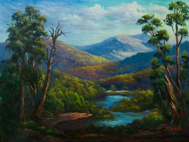 Along the snowy river, Victoria - Original Oil Painting thumb