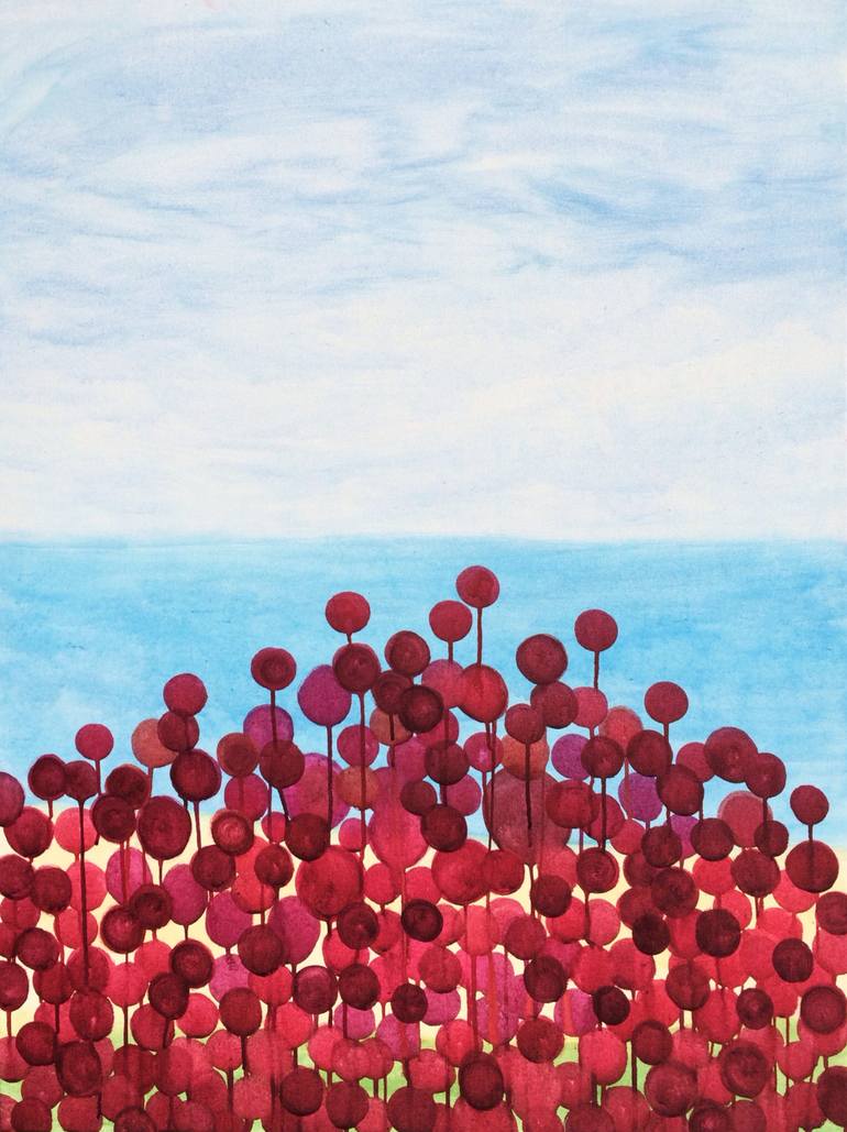 Red Globos Rising Painting by Jennifer Lynne Gildred | Saatchi Art