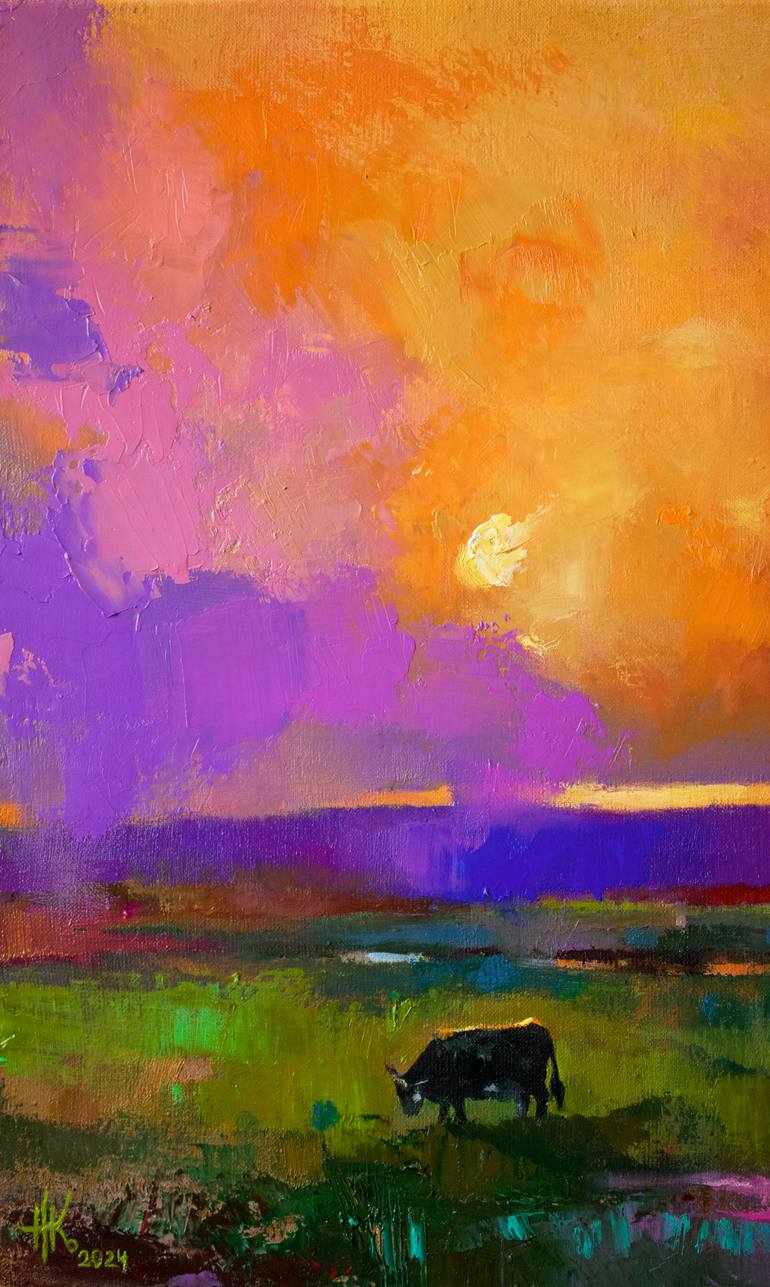 Original Abstract Expressionism Animal Painting by Zhanna Kondratenko