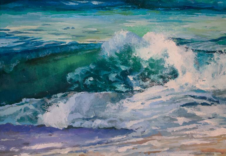 Original Abstract Expressionism Beach Painting by Zhanna Kondratenko