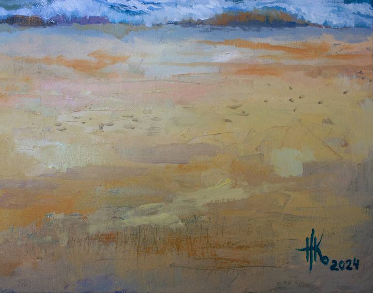 Original Abstract Expressionism Beach Painting by Zhanna Kondratenko