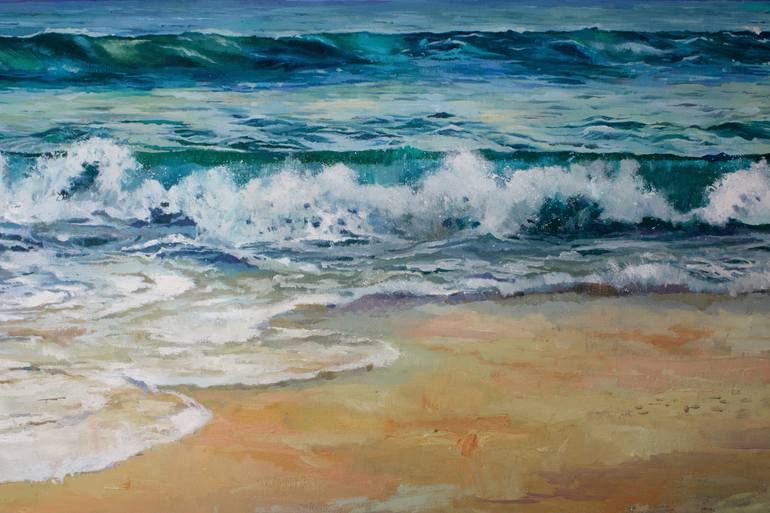 Original Abstract Expressionism Beach Painting by Zhanna Kondratenko