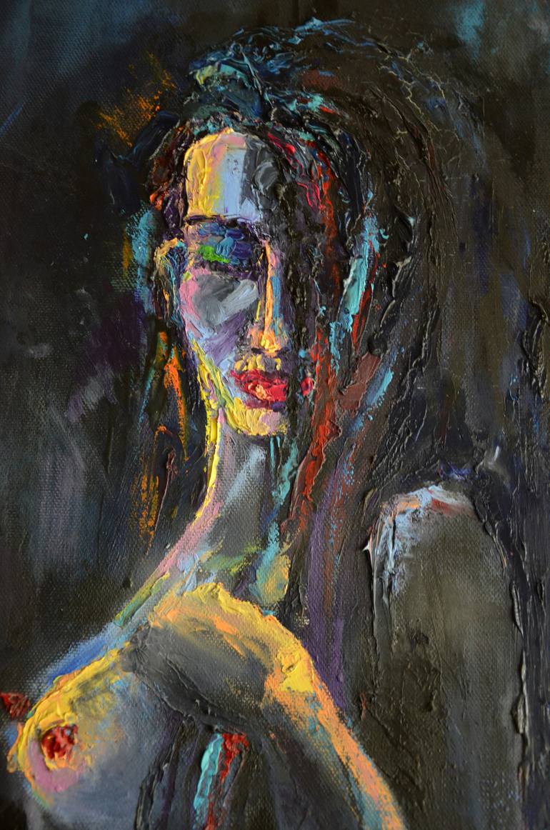 Original Expressionism Nude Painting by Zhanna Kondratenko