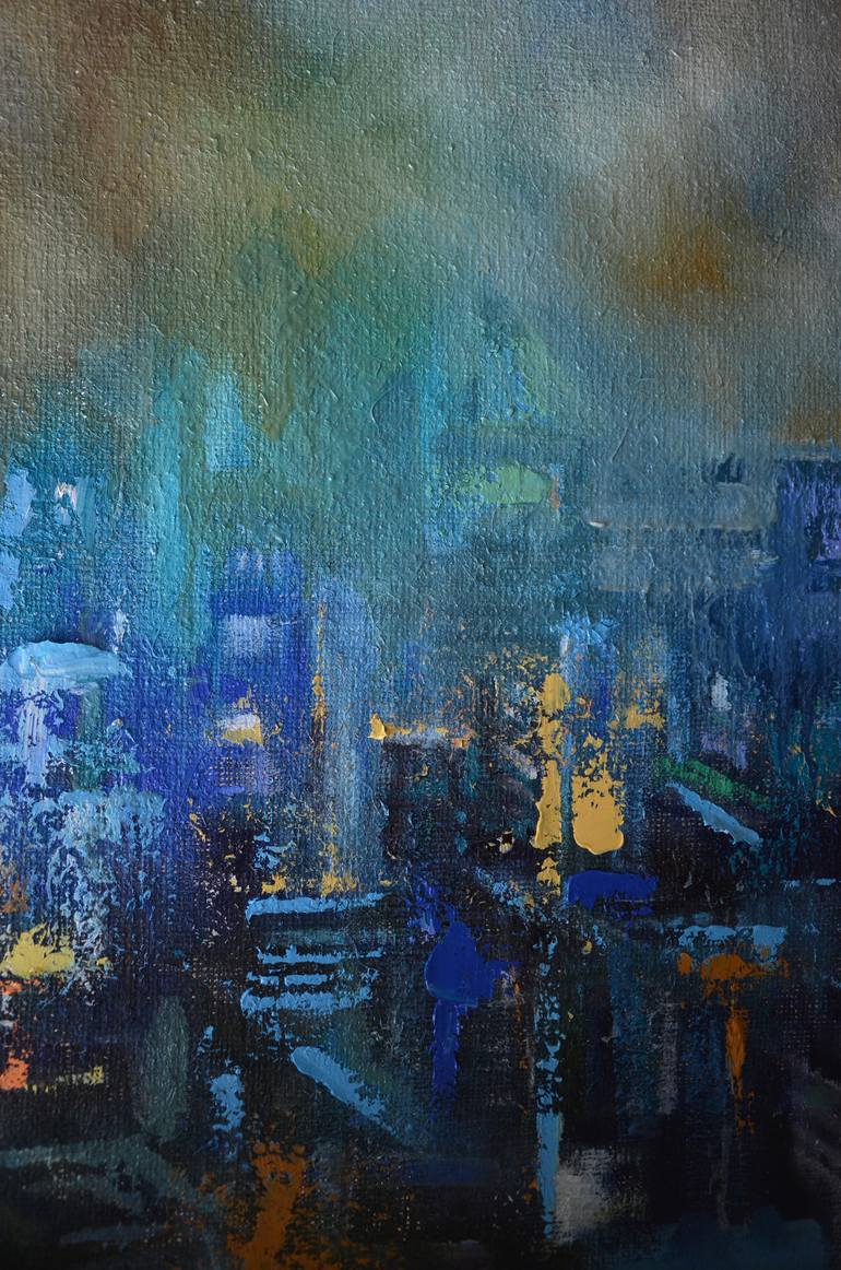 Original Abstract Cities Painting by Zhanna Kondratenko