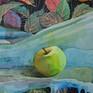 From the series of mixed media artworks, where the main tool is watercolor.
Abstract decorative still life with apples.
The artwork is framed. The protective plastic cover is included.