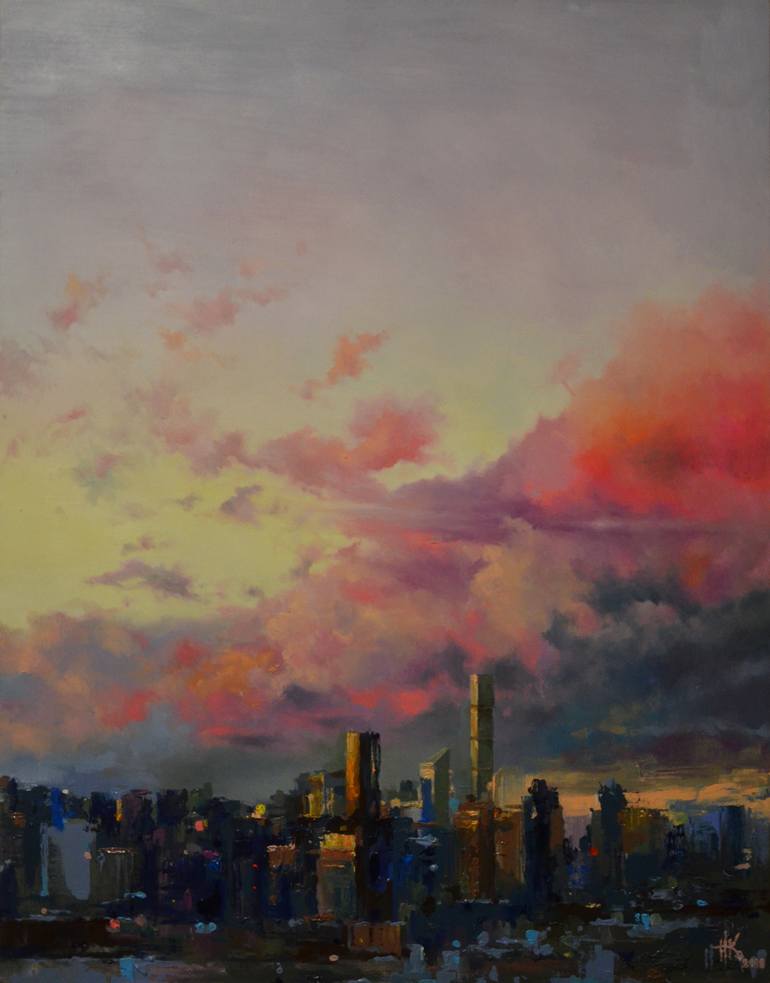 Pink Sunset Painting by Zhanna Kondratenko | Saatchi Art