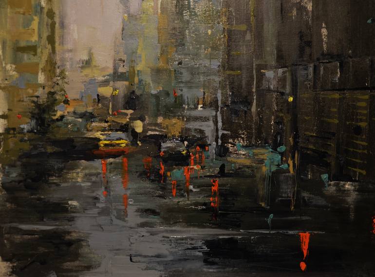 Original Abstract Cities Painting by Zhanna Kondratenko