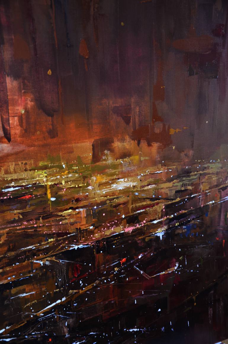 Original Abstract Expressionism Cities Painting by Zhanna Kondratenko