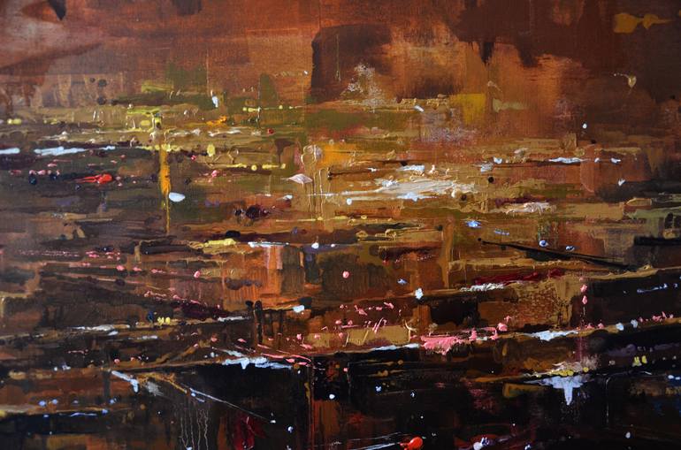 Original Abstract Expressionism Cities Painting by Zhanna Kondratenko