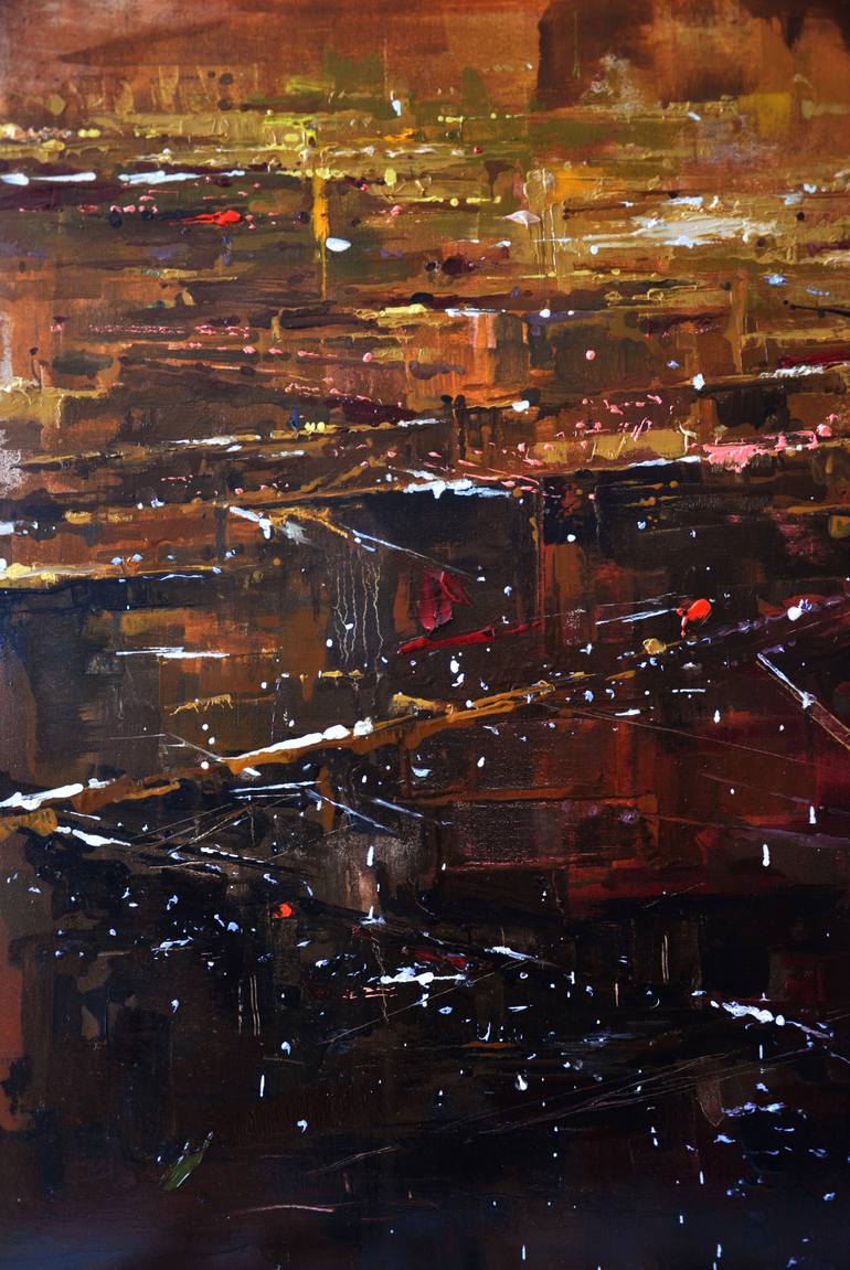 Original Abstract Expressionism Cities Painting by Zhanna Kondratenko