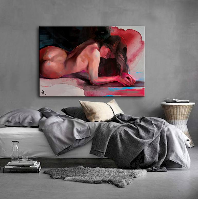 Original Abstract Expressionism Nude Mixed Media by Zhanna Kondratenko
