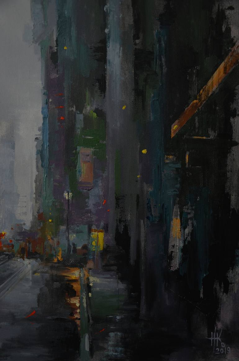 Original Abstract Expressionism Cities Painting by Zhanna Kondratenko