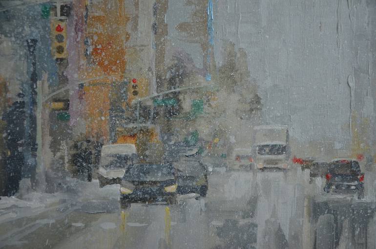 Original Abstract Expressionism Cities Painting by Zhanna Kondratenko