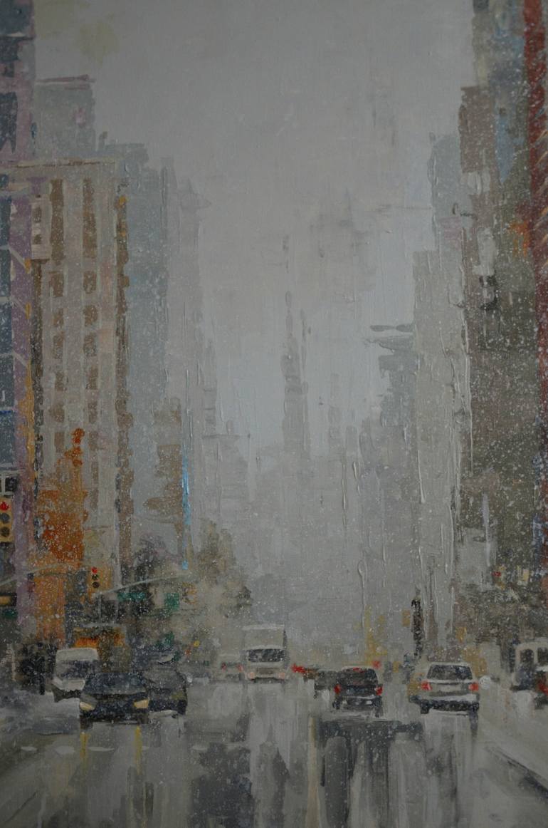 Original Abstract Expressionism Cities Painting by Zhanna Kondratenko