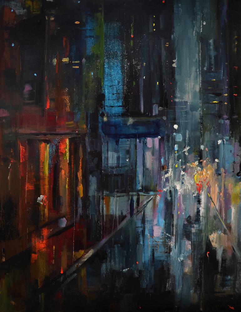 Original Abstract Cities Painting by Zhanna Kondratenko