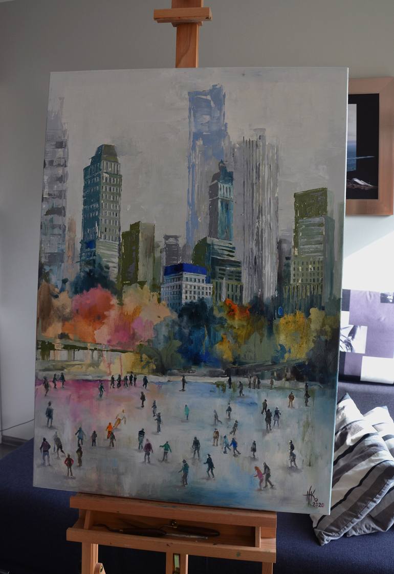 Original Abstract Cities Painting by Zhanna Kondratenko