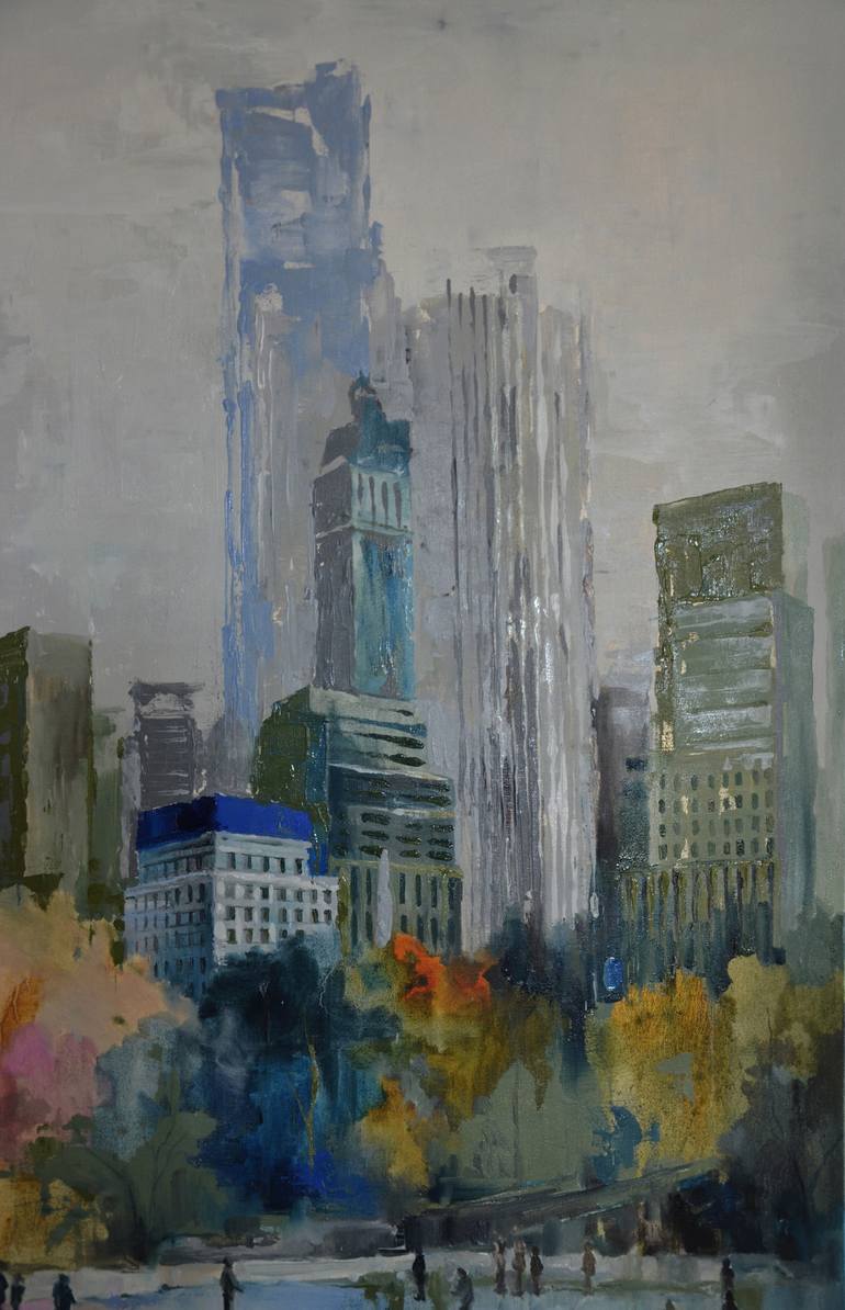 Original Abstract Cities Painting by Zhanna Kondratenko