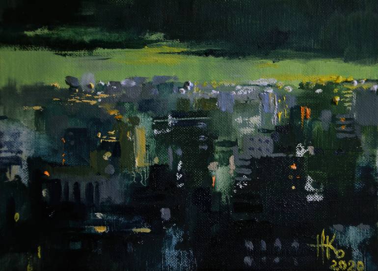 Original Abstract Cities Painting by Zhanna Kondratenko