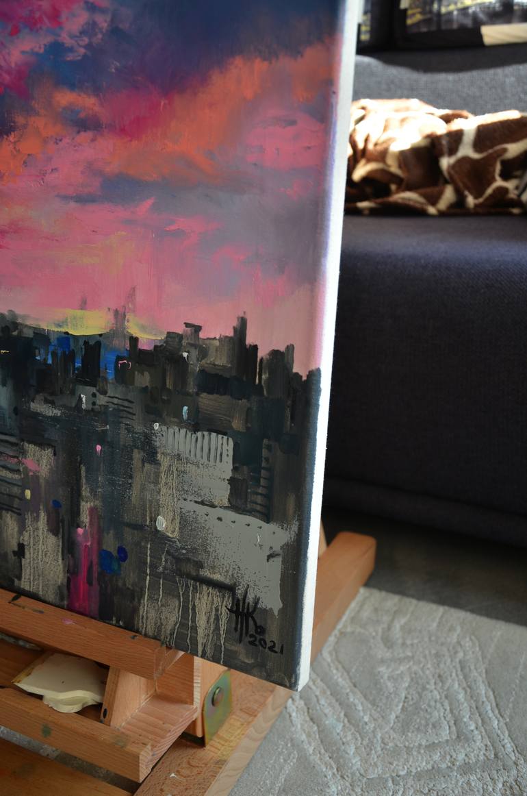 Original Abstract Cities Painting by Zhanna Kondratenko