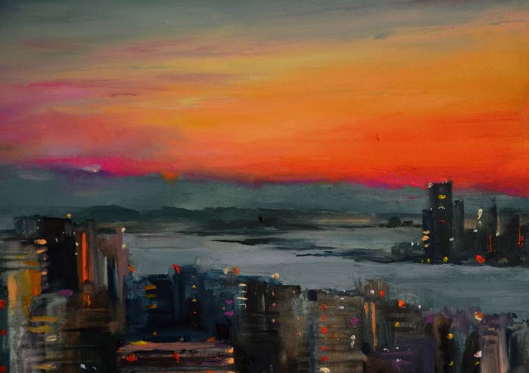 Original Abstract Cities Painting by Zhanna Kondratenko