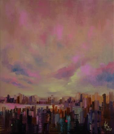 Original Abstract Cities Paintings by Zhanna Kondratenko