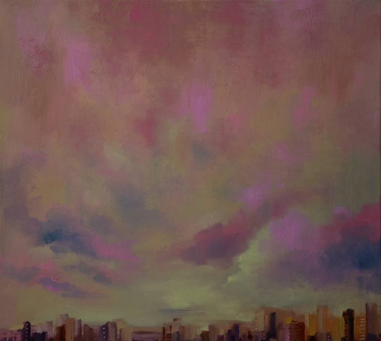 Original Abstract Expressionism Cities Painting by Zhanna Kondratenko