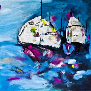 Print of Fine Art Sailboat Paintings by Diana Linsse