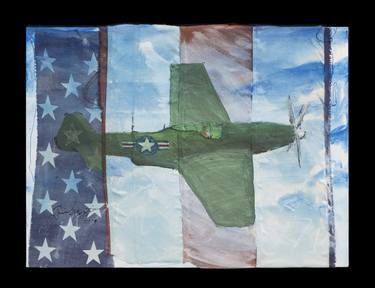 Original Airplane Painting by DAVID SCHWARTZ