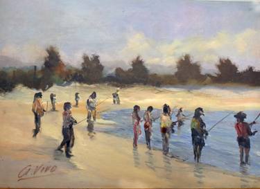 Original Impressionism Beach Painting by Andres Vivo