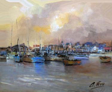 Original Expressionism Boat Painting by Andres Vivo