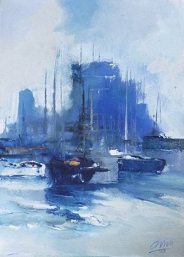 Original Abstract Expressionism Sailboat Paintings by Andres Vivo