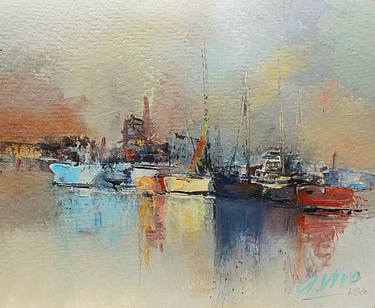 Original Abstract Expressionism Boat Paintings by Andres Vivo