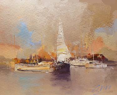 Original Abstract Expressionism Sailboat Paintings by Andres Vivo