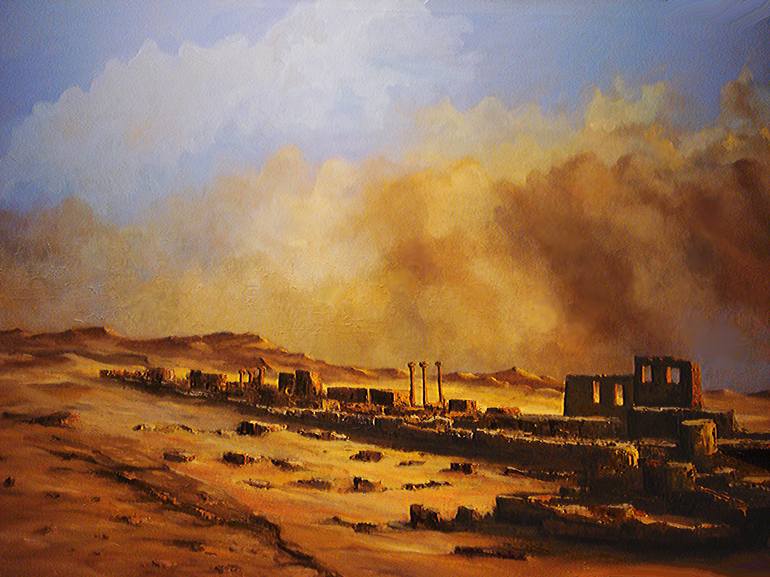 Sand Storm At The Desert Painting By Andres Vivo Saatchi Art