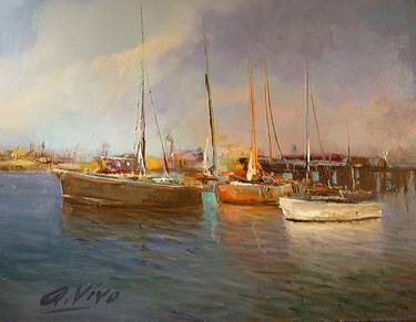 Print of Impressionism Sailboat Paintings by Andres Vivo