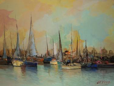 Original Impressionism Sailboat Paintings by Andres Vivo