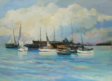 Print of Impressionism Seascape Paintings by Andres Vivo