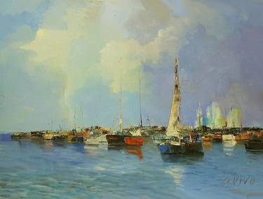 Print of Impressionism Sailboat Paintings by Andres Vivo