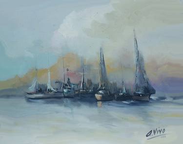 Original Impressionism Sailboat Paintings by Andres Vivo