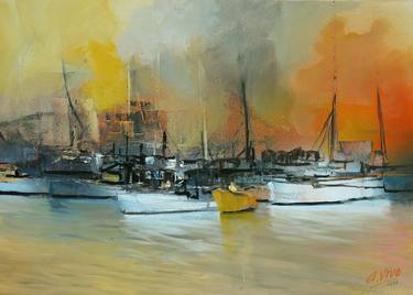 Original Abstract Expressionism Sailboat Paintings by Andres Vivo