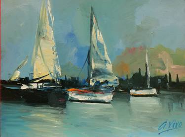 Original Impressionism Sailboat Paintings by Andres Vivo