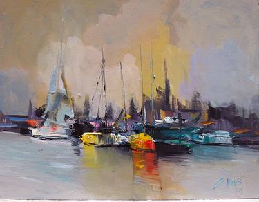 Print of Impressionism Sailboat Paintings by Andres Vivo