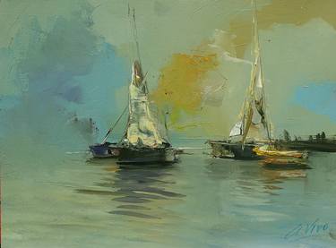 Original Impressionism Sailboat Paintings by Andres Vivo