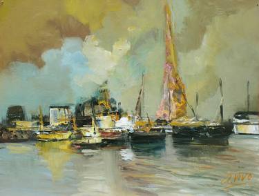 Print of Impressionism Sailboat Paintings by Andres Vivo