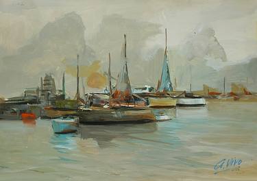 Original Impressionism Ship Paintings by Andres Vivo